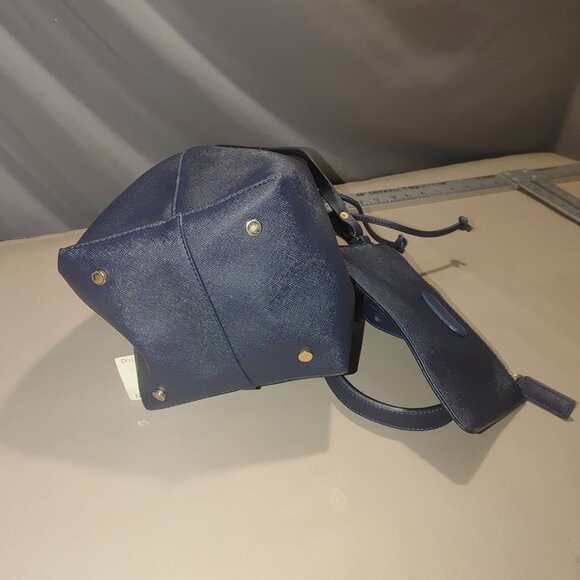 Hide Zabari Navy Blue Drawstring Bucket Bag Detachable Pouch Adjustable Strap - Picture 7 of 8